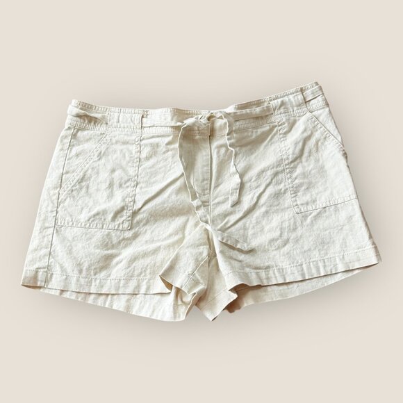 New York & Company Womens Linen-Blend Drawstring Shorts Size 12 Beige - Picture 1 of 3